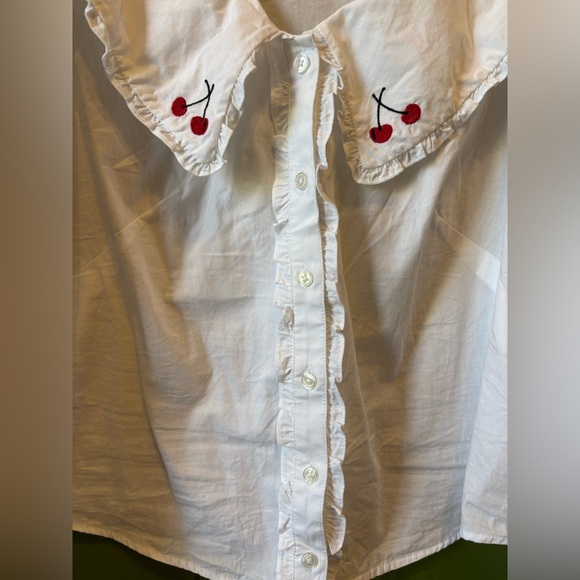Anthropologie-Maeve White Blouse with Cherry Details - Picture 5 of 8
